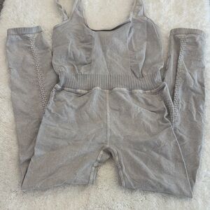 FP Movement by Free People Gray Seam-Detail Jumpsuit